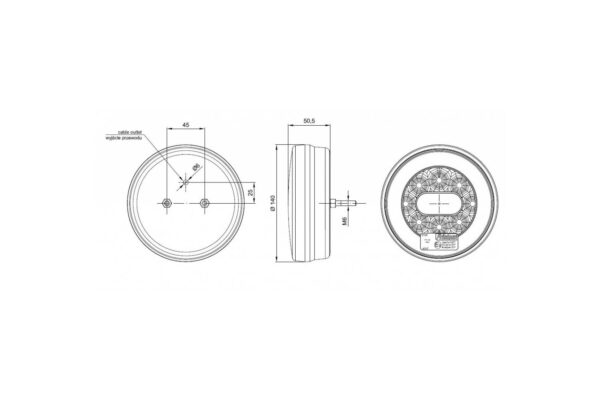 piloto trasero led 135 mm croquis